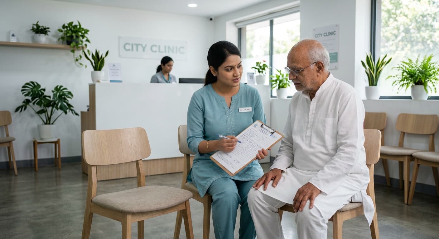 Caregiver accompanying a senior